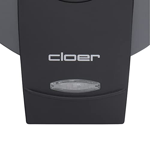 Cloer 1625 waffle iron for classic heart waffles, 930 W, waffle size 15.5 cm, continuously selectable browning level, practical stand function, metal, gray