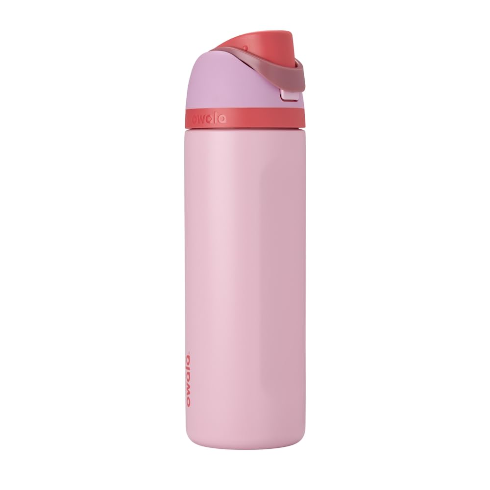 Owala FreeSip Insulated Stainless Steel Drinking Bottle with Straw, 710ml - BPA Free, Ideal for Sports, Fitness, Outdoors and Travel, Angle Food Cake - C08141