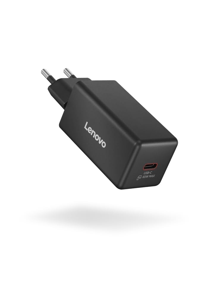 Lenovo 65W Mini USB-C GaN Charger, încărcător compact cu 1 port USB-C de 65W și cablu detașabil de 2m pentru laptopuri și dispozitive mobile.