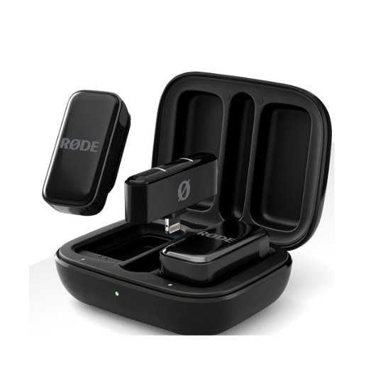 RØDE Wireless Micro - Compact wireless microphone, two microphones with charging case for content creation on the smartphone - Lightning, black - WIMICROL