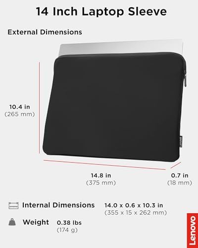 Lenovo Basic Husa pentru Laptop 14 inch Notebook/Tabletă compatibilă cu MacBook Air/Pro Material Neopren - Fleece moale interior - Deschidere cu fermoar în partea de sus - Negru - GX41K07563