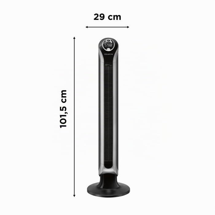 Rowenta VU6670 Eole Infinite, tower fan, timer up to 8 hours, 3 speeds, remote control, automatic shutdown, piano black