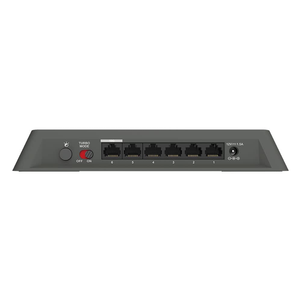 D-Link DMS-106XT 6-Port Multi-Gigabit Unmanaged Switch (5 x 2.5 Gigabit Ethernet, 1 x 10 Gigabit Ethernet, RGB lighting in Turbo Mode, aluminum housing, fanless, IGMP Snooping, Port-Base QoS)