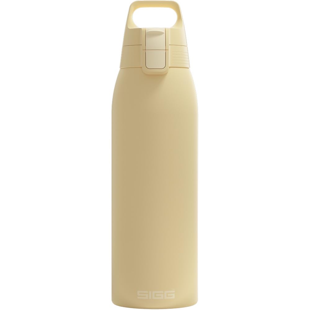 SIGG - Insulated drinking bottle - Thermos bottle Shield Therm One Opti Yellow carbonated drinks - Leak-proof - Dishwasher safe - BPA-free - 90% recycled stainless steel - Light yellow - 1L - 6021.70