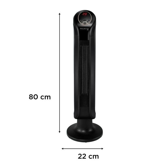 Rowenta SO9420 Intense Comfort Hot Ceramic Tower Heater | Fan Heater | 2400W | Electric Heating | Energy Efficient | Indoor Use, Black, 22.5 x 21.8 x 81.5 cm - SO9420F0