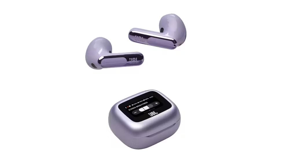 JBL Live Flex 3, wireless earbud headphones with Bluetooth, 50 hours of battery life, True Adaptive Noise Canceling and high-resolution JBL Signature Sound, IP54 waterproof, with earplugs, purple - JBLLIVEFLEX3PUR