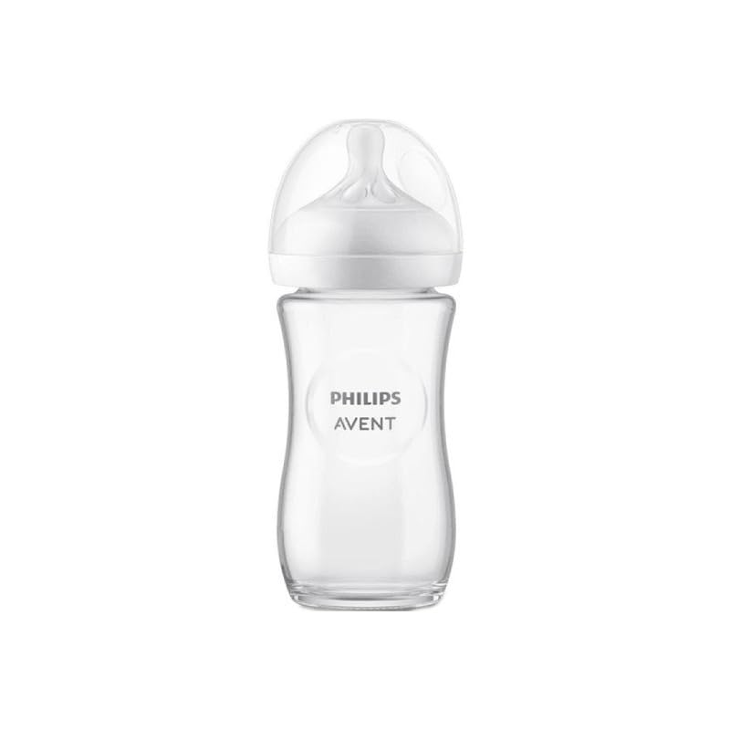 Philips AVENT Baby Bottle Natural Response Glass - Baby Bottle, 240 ml, BPA-Free, for Newborns from 1 Month (Model SCY933/01)