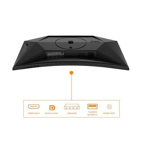 AOC C27G4ZXU Monitor de gaming curbat de 27 inch, FHD, cu hub USB, 280Hz, panou Fast VA, 1ms GtG, HDR10, FreeSync Premium, ajustare pe înălțime, difuzoare, (1920x1080 HDMI 2X 2.0 DP 1x 1.4) Negru