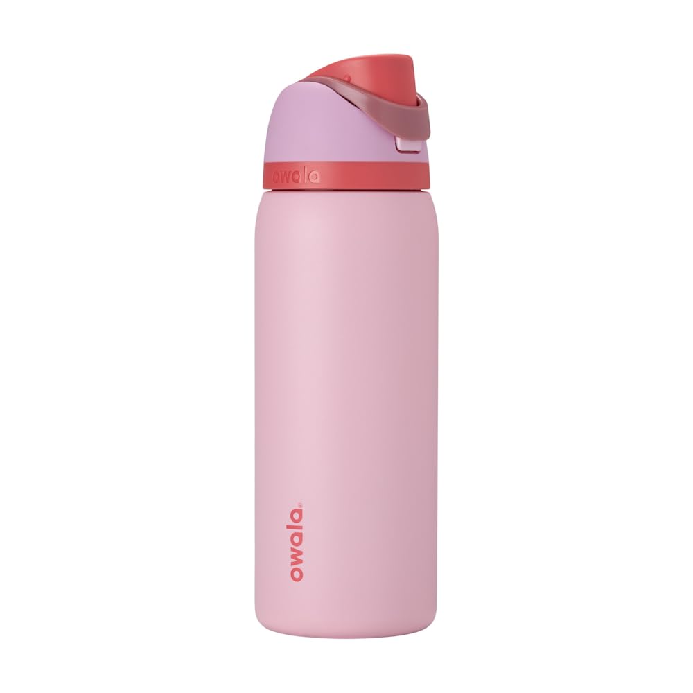 Owala FreeSip Insulated Stainless Steel Drinking Bottle with Straw, 945ml - BPA Free, Ideal for Sports, Fitness, Outdoors and Travel, Angle Food Cake - C08140