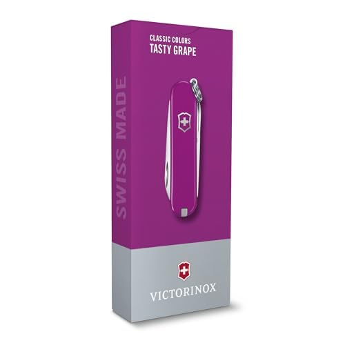 Victorinox Swiss Army Knife, Small, Classic SD, Multitool, Swiss Army Knife, Gift, 7 Functions, Blade, Nail File, Purple - 0.6223.52G
