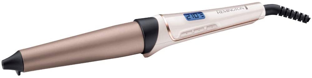 Remington curling iron large curls & natural waves [cone-shaped 25-38mm] PROluxe Digital (OPTIheat technology, Grip-Tech ceramic coating) -LCD display 120-210°C, Beach Waves, CI91X1 - 45575560100