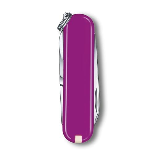 Victorinox Swiss Army Knife, Small, Classic SD, Multitool, Swiss Army Knife, Gift, 7 Functions, Blade, Nail File, Purple - 0.6223.52G