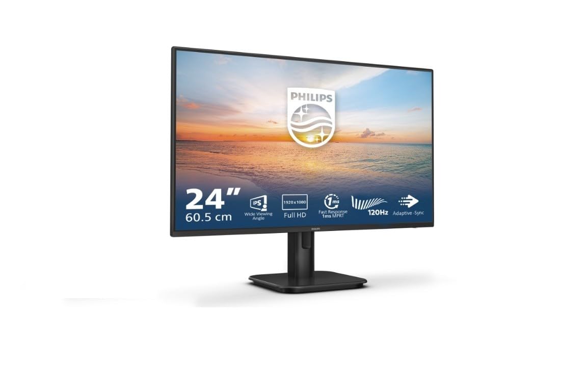 PHILIPS 24E1N1100A - 24-inch Full HD Monitor, built-in speakers, 1 ms response time (1920x1080, 120 Hz, VGA, HDMI 1.4) black - 24E1N1100A/00