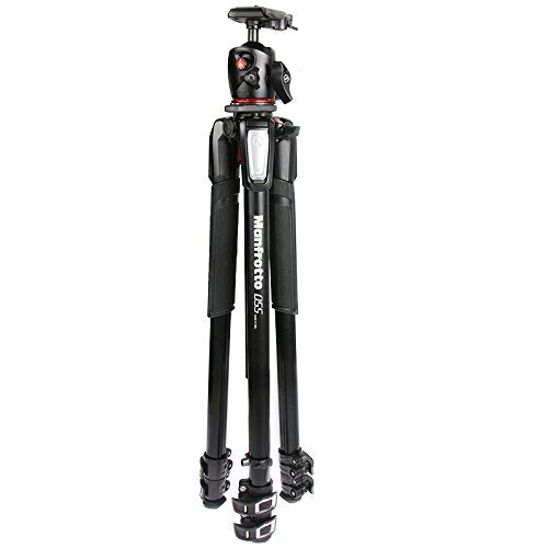 Manfrotto MK055XPRO3-BHQ2 Stativ din aluminiu cu cap de bilă XPRO & plăcuță de schimb rapid 200PL – Stativ profesional în 3 părți pentru camere DSLR & mirrorless, negru