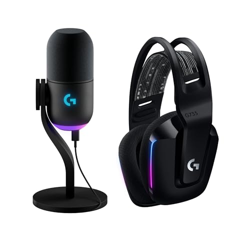 Logitech G G733 Lightspeed Wireless Gaming Headset & Yeti GX Dynamic RGB Microphone Kit with Lightweight Wireless & Streaming, G HUB Control, Plug and Play via USB, PC/Mac