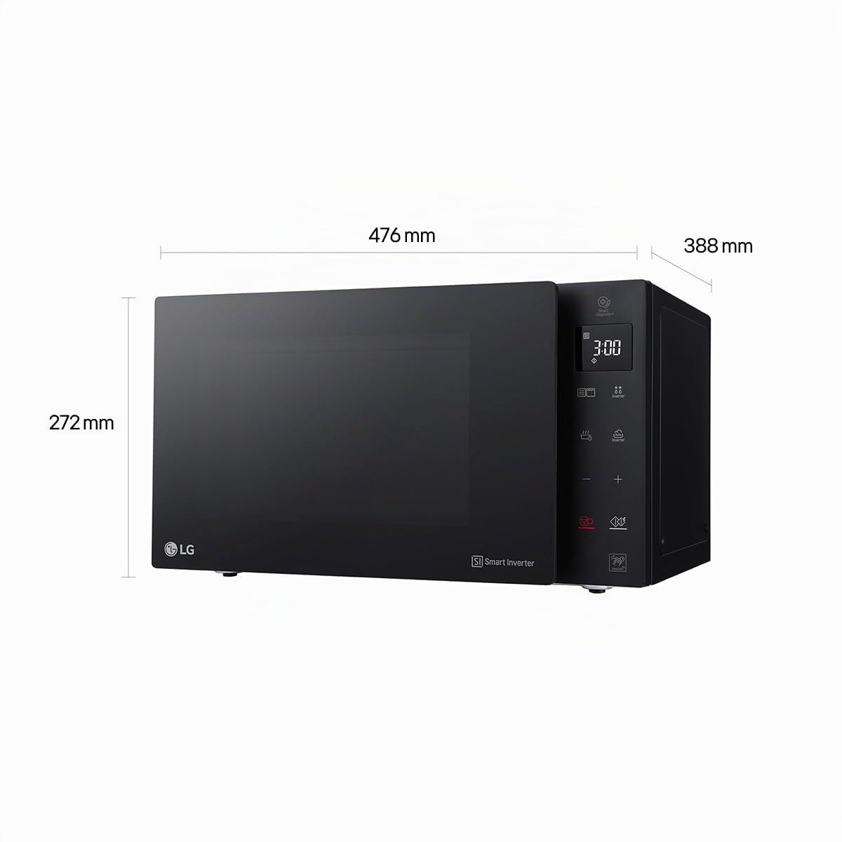 LG MH6535GDS microwave (25 L, 1000 W) with grill (LED display, smart inverter technology, easy to clean), black