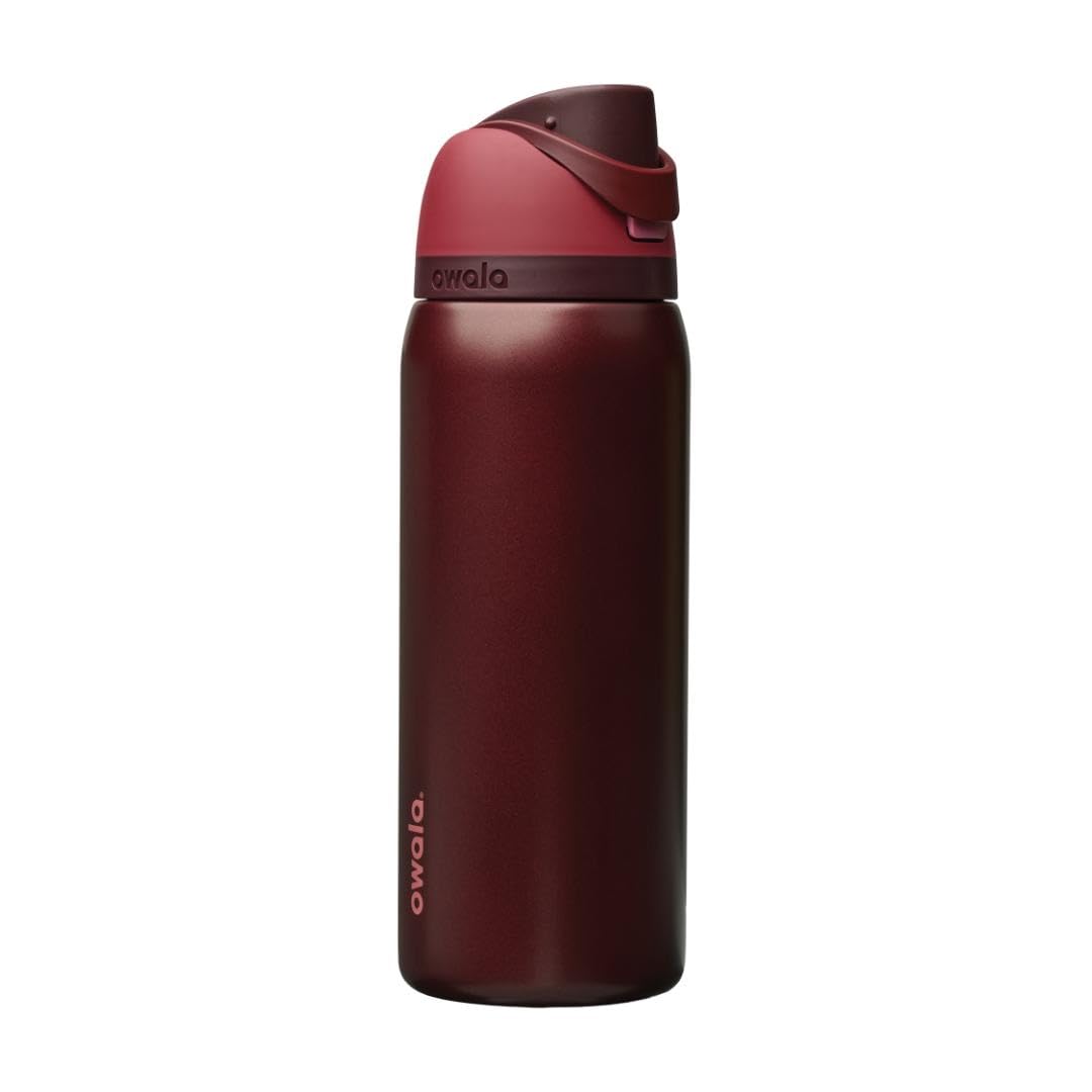 Owala FreeSip Insulated Stainless Steel Drinking Bottle with Straw, 945ml - BPA Free, Ideal for Sports, Fitness, Outdoors and Travel, Black Cherry - C08797