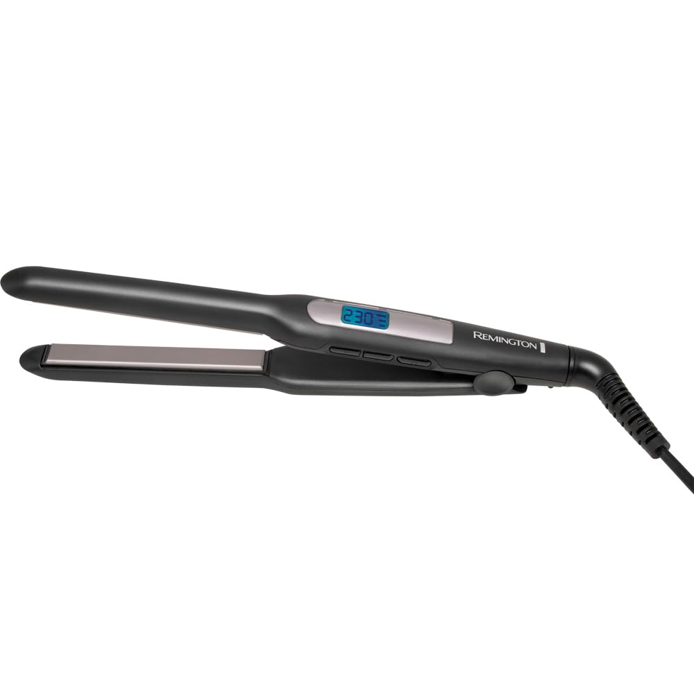 Remington straightening iron [extra narrow plates: for short hair, pixies, bangs, beard & small curls] hair straightener (Ultra-Pro ceramic coating, LCD display, 150-230°C) beard straightener S5515