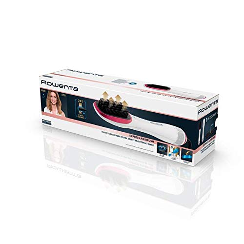 Rowenta CF6220 Wonder Air Brush Perie cu aer cald | Perie de îndreptat | 900 Watt | Funcție ionică | Inclusă geantă de depozitare | Alb/Roz, 12 x 10 x 40,5 cm
