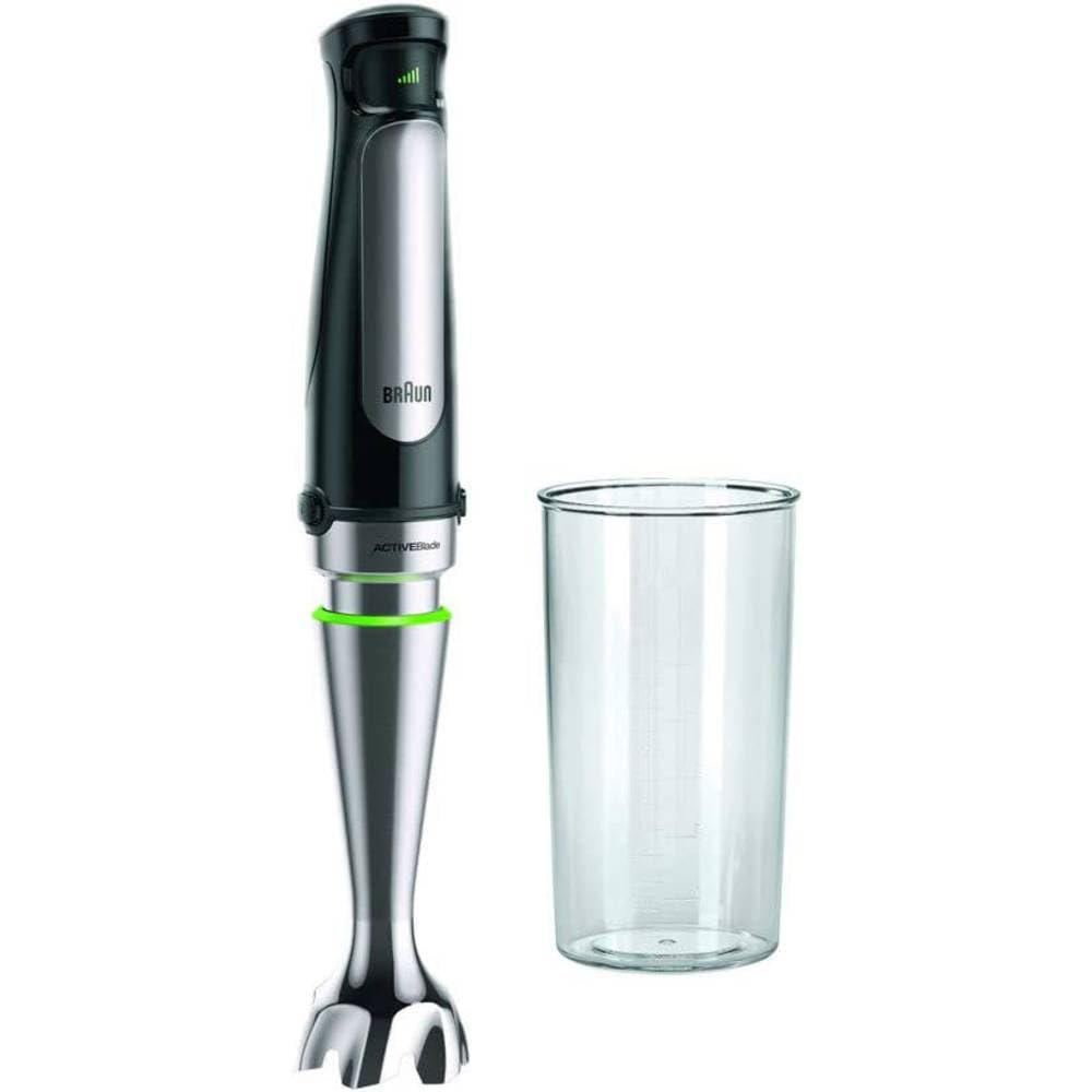 Braun MultiQuick 7 MQ 7000X Hand Blender - Immersion blender with detachable stainless steel mixing foot featuring ActiveBlade technology for pureeing the toughest ingredients, including a 600 ml mixing and measuring cup, 1000 Watts, black. - MQ7000X