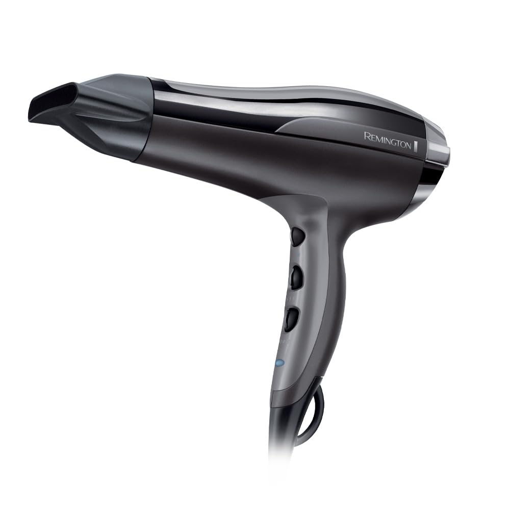 Remington Hair Dryer Ionen [light & powerful] Pro-Air Turbo (2400W, even heat distribution, 3 heat & 2 separate fan settings, cool shot, styling nozzle + diffuser) D5220