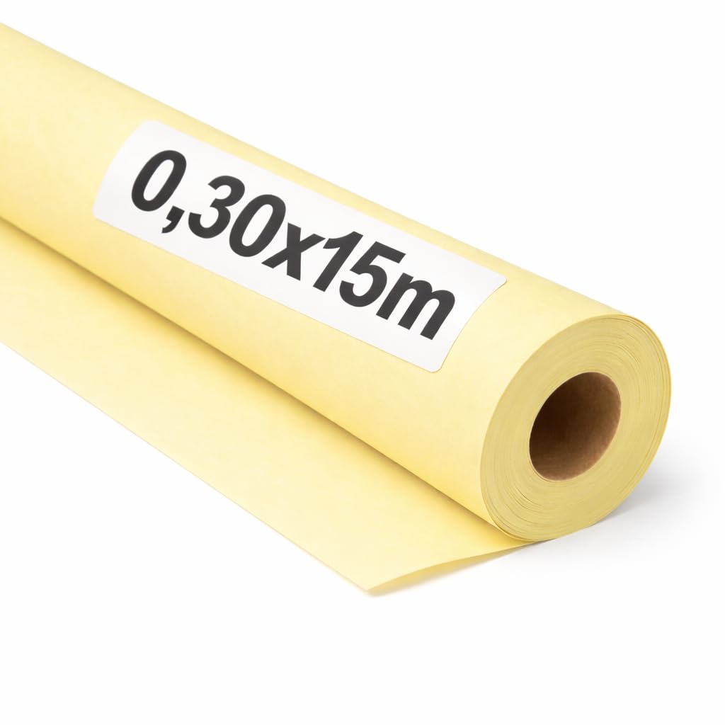 OFITURIA Kraft Paper Yellow Pastel - Roll 0.30 × 15 m - 3 Rolls - Wrapping Paper and Packaging Paper - Craft Paper for DIY, Decoration and Sewing Patterns - Tear-Resistant and Easy to Cut - COM620-parent2