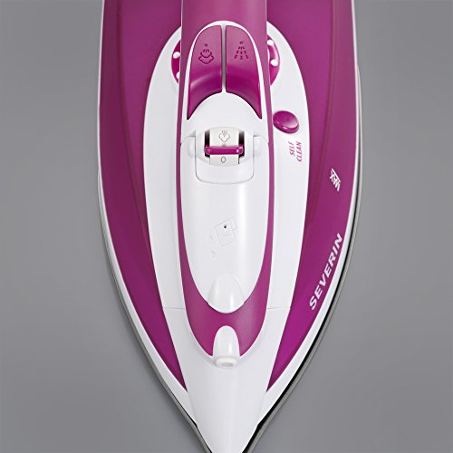 SEVERIN steam iron with ceramic-coated soleplate and non-stick effect, 2400W, 70g/min steam boost, 30g/min variable steam output, ideal for steam and dry ironing, white/purple, BA 3243 - S73243