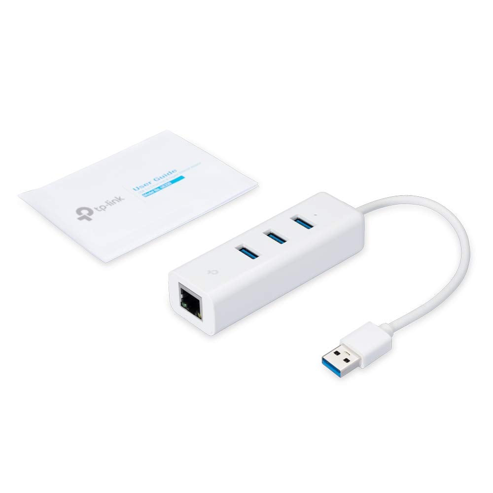 TP-Link UE330 USB 3.0 Hub Ethernet Adapter Gigabit with 3 USB 3.0 ports, Compatible with Windows, Mac OS, Linux OS, Chrome OS, Compact and lightweight