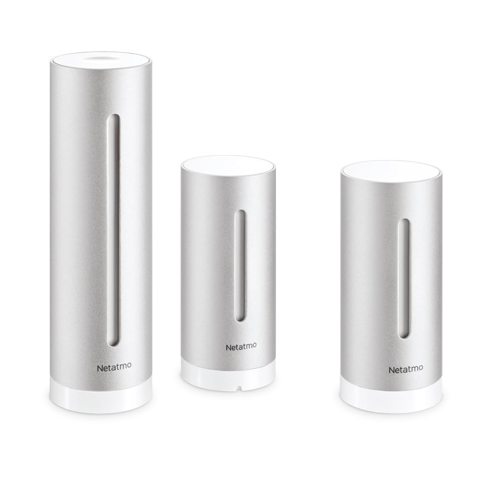 Netatmo Stație Meteo Interioară și Exterioară cu senzor exterior wireless + modul suplimentar, compatibil cu Amazon Alexa, Google Home și Apple HomeKit, NBU-NWS-NIM-EU
