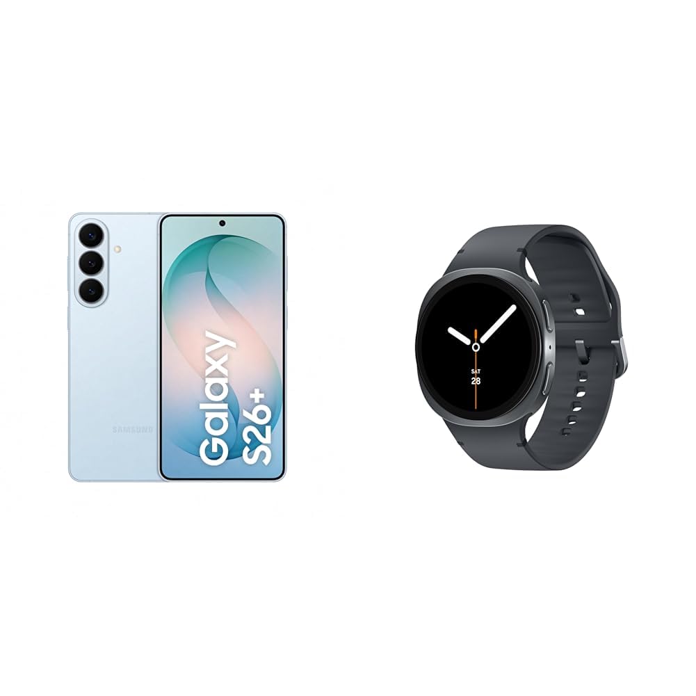 Samsung Galaxy S26+ AI Smartphone with Galaxy AI, No Contract, Android Phone, 12 GB RAM, 256 GB Storage, AP Processor, Sky Blue, 3 Years Manufacturer Warranty, includes Galaxy Watch8 40mm Black