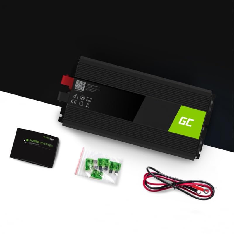 Green Cell® 1500W/3000W 12V to 230V Volt Car Voltage Converter Inverter Power Solar Inverter DC AC Converter Current Converter Vehicles Caravan Car Modified Sine Wave Car Charger