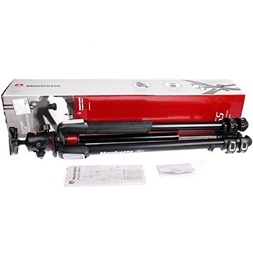 Manfrotto MK055XPRO3-BHQ2 Stativ din aluminiu cu cap de bilă XPRO & plăcuță de schimb rapid 200PL – Stativ profesional în 3 părți pentru camere DSLR & mirrorless, negru