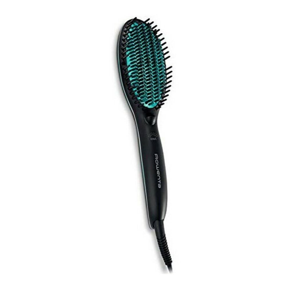 Rowenta Powerstraight Straightening Brush, CF5820, Suitable for All Hair Types, Triple Action Smoothing, Radiant Shine, Adjustable Temperatures, Protected Hair, 1.8 m, Black & Green, 1 Piece (1 Pack)