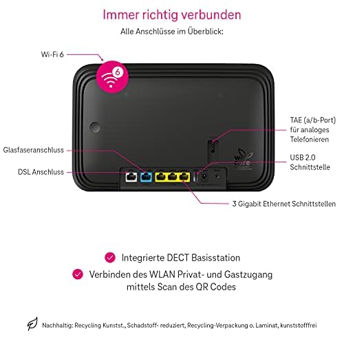 Telekom Router Speedport Smart 4 R2 | Wi-Fi 6 with up to 5600 Mbit/s | WLAN Mesh technology & Magenta SmartHome base integrated | ideal for Entertain TV in UHD & 4K | includes DECT base station - 40824502