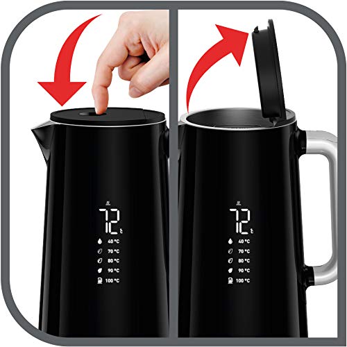Krups Smart'n Light Fierbător de apă, 5 temperaturi, capacitate de 1,7 litri, interior din oțel inoxidabil, dublu perete, negru, BW801810
