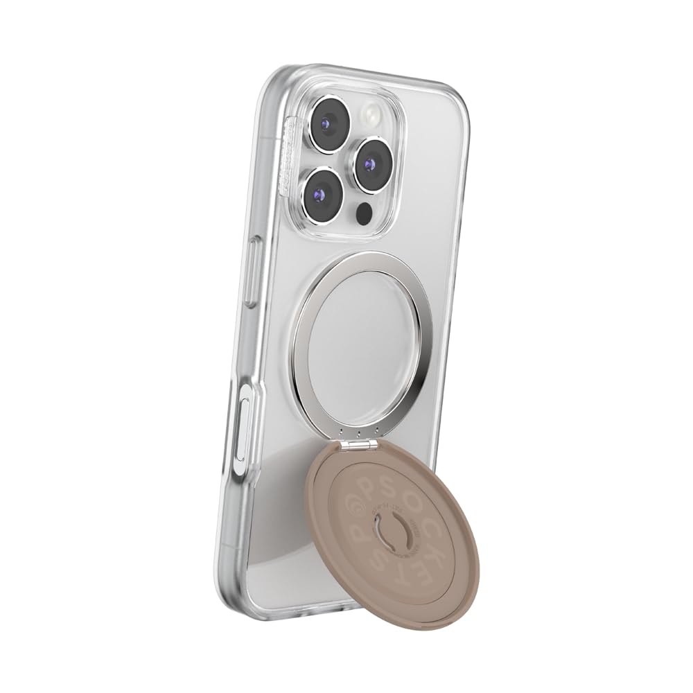 PopSockets Kick-Out Grip for MagSafe, Adjustable Stand for Portrait or Landscape Format, Magnetic Holder, Brown - Latte - 807625