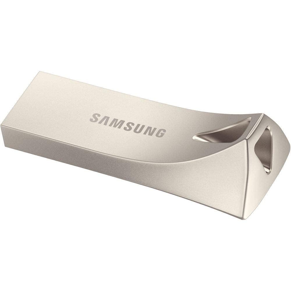 Samsung BAR Plus USB Flash Drive Type-A, 256GB, 400MB/s Read, 110MB/s Write, Durable USB 3.1 Memory Stick with Key Ring, Champagne Silver, MUF-256BE3/APC