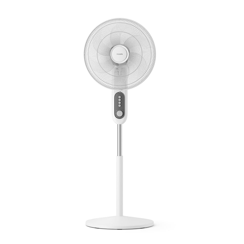 Philips Stand Fan Series 1000 - Powerful & Quiet, 38 dB, Height Adjustable, Tiltable, Oscillation, Timer, White (CX1220/00)
