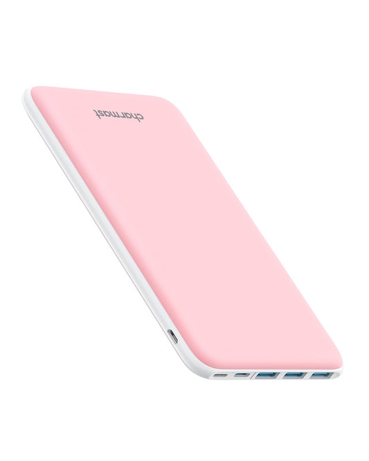 Charmast Power Bank, Ultra Slim Power Bank 26800mAh with 4 Outputs & 3 Inputs, USB C In & Out External Mobile Phone Batteries Compatible with iPhone 17/16/15/14/13/12 Pro Max Plus iPad Samsung Tablet (Pink) - W2002C