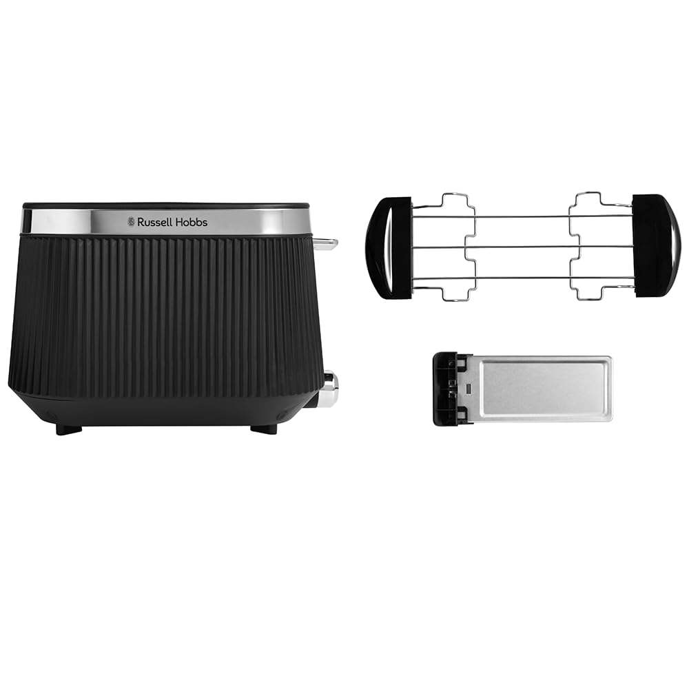 Russell Hobbs Toaster Brontë Black, 2-Slice, Matte Finish, Lift & Look - 26760-56
