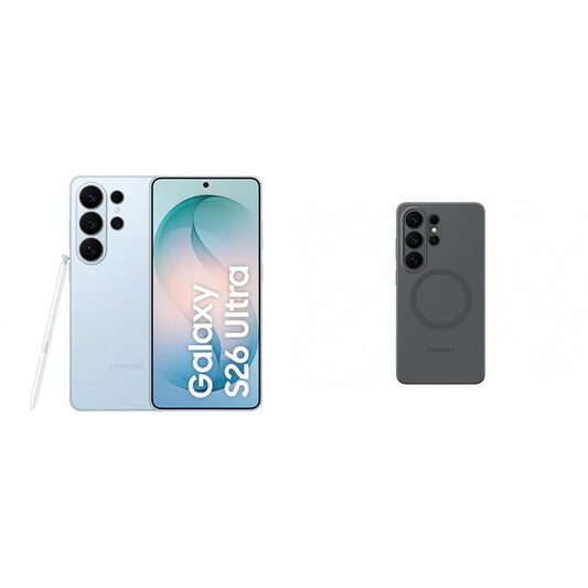 Samsung Galaxy S26 Ultra AI smartphone with Galaxy AI, no contract, Android, privacy display, 12 GB RAM, 256 GB storage, Sky Blue, 3 year manufacturer's warranty, including silicone magnet case - F-MS948BLBGAMZ