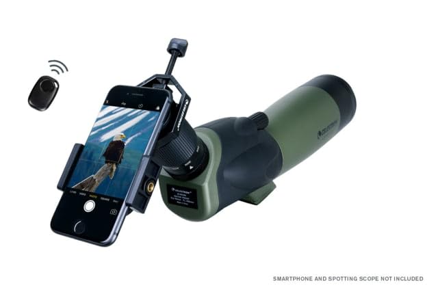 Celestron 81037 Universal Digiscoping and Astroimaging Smartphone Adapter DX Kit with Bluetooth Remote - Connects Your Smartphone Camera to an Eyepiece to Capture Images and Video, Black