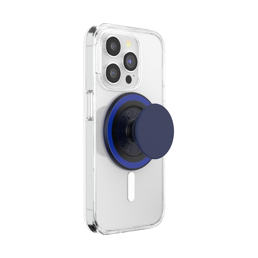 PopSockets Phone Grip for MagSafe with Kickstand, Magnetic Stand, Swappable Top, Secure Hold for iPhone MagSafe Cases, Phone & Tablet Grip - PopOut Basic Naval - 807284