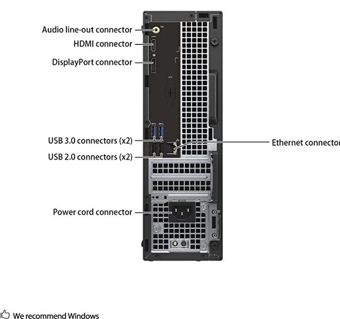 Dell Optiplex 3046 SFF Desktop PC, Intel Core i5-6500, 8 GB RAM, 256 GB SSD, WLAN, Bluetooth, US layout, Windows 11 Pro (refurbished)