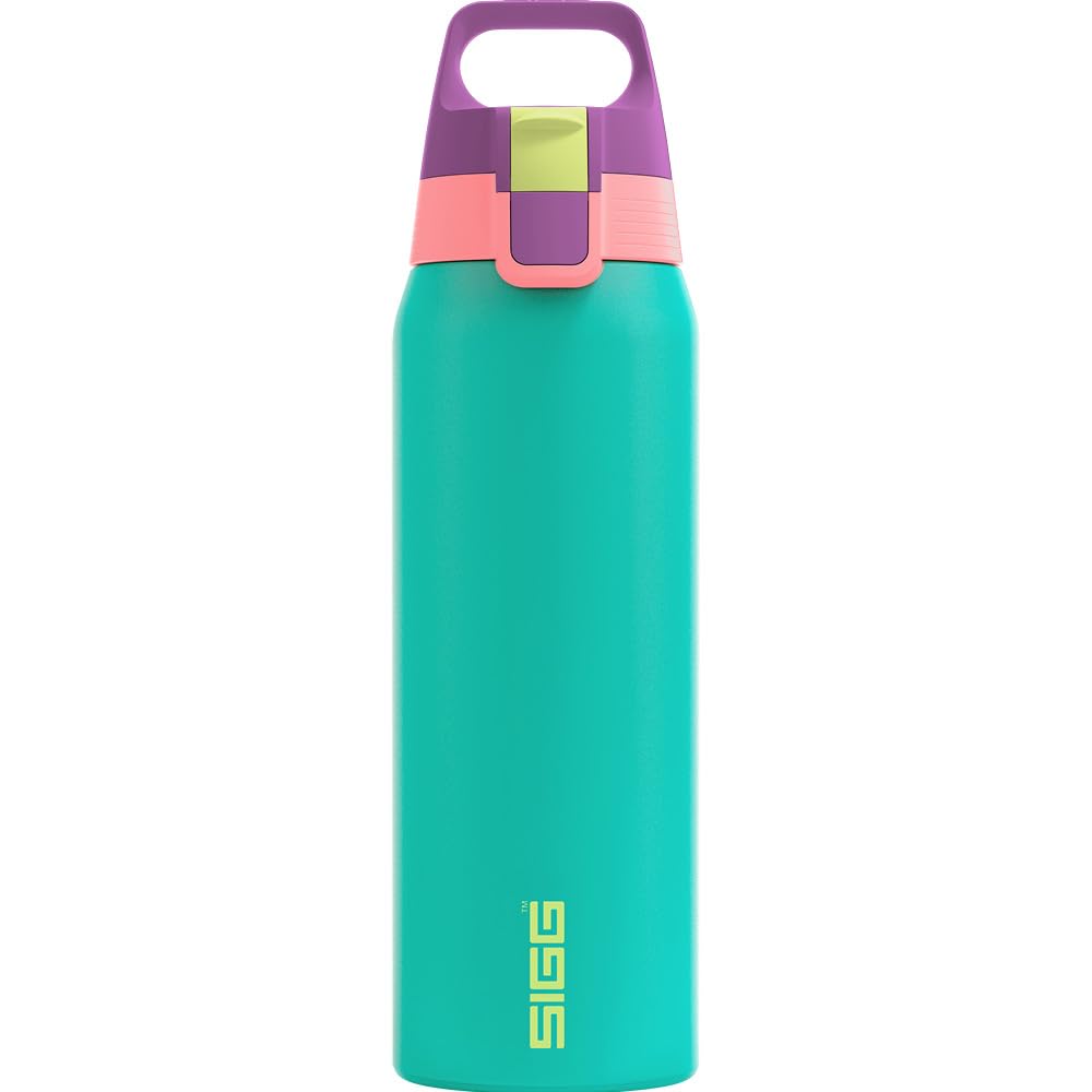 SIGG - Insulated drinking bottle - Thermos bottle Shield Therm One Multicolor Reef - carbonated drinks - leak-proof - dishwasher safe - BPA-free - 90% recycled stainless steel - turquoise - 0.75L - 6228.20
