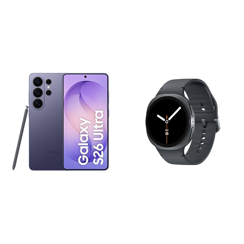 Samsung Galaxy S26 Ultra AI smartphone with Galaxy AI, no contract, Android, privacy display, 12 GB RAM, 512 GB storage, Cobalt Violet, 3 year manufacturer's warranty, incl. Galaxy Watch8 40mm Black - F-MS948BLBGAMZ