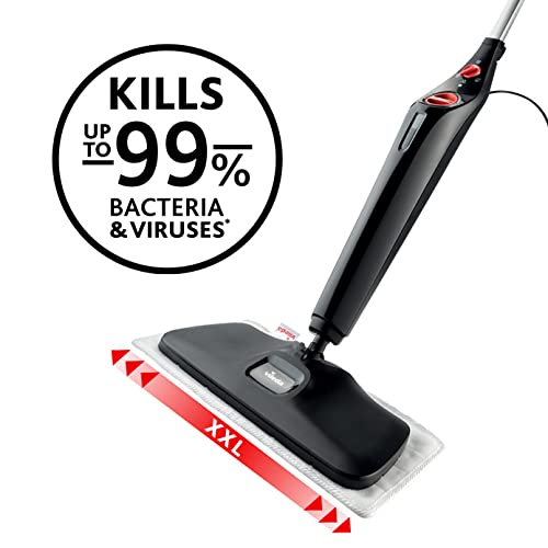 Vileda Steam Plus XXL steam cleaner | Hygienic floor cleaner with PowerPad and 2 microfiber covers - for large areas, tiles, laminate & parquet | Heating time: 15 seconds | Comfort pack - 173951