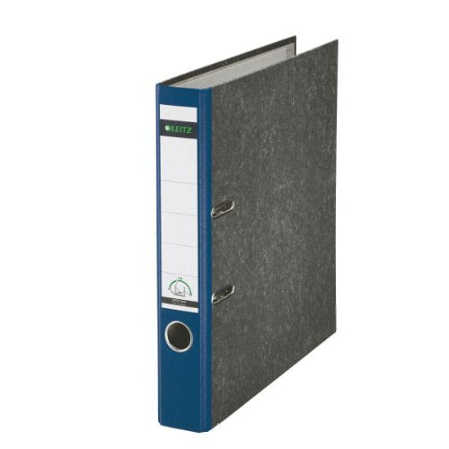 Leitz quality folders, pack of 20, the original, DIN A4 narrow file folders, 5 cm wide, cloud marble paper, recycled folders, Blue Angel, with 180° mechanics, highest stability, blue, 10505035 - 10505035-20
