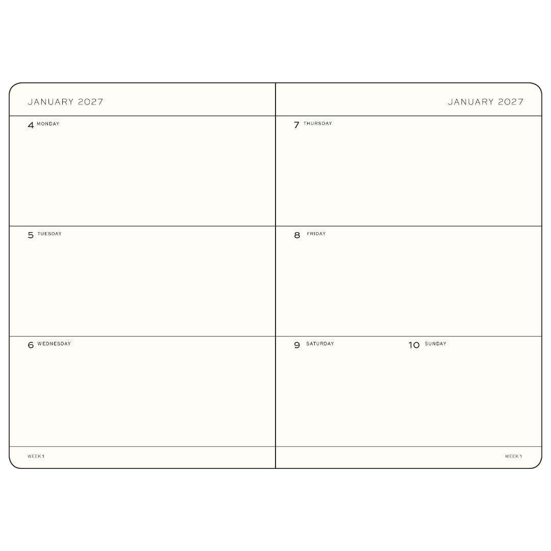 LEUCHTTURM1917 Calendar săptămânal 2027 Mediu (A5) - Engleză, Sage, Hardcover, 145 x 210 mm, 12 luni - ianuarie-decembrie 2027, 1 săptămână pe pagină dublă, hârtie de 80 g/m² cu compatibilitate ridicată cu cerneală - 400272