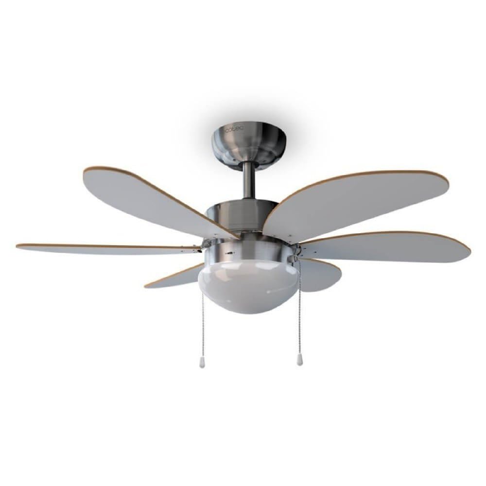Cecotec ceiling fan EnergySilence Aero 350. 50 W, low consumption, 81 cm diameter, lamp, 6 reversible blades, 3 speeds, winter function, white or wood look - 05938